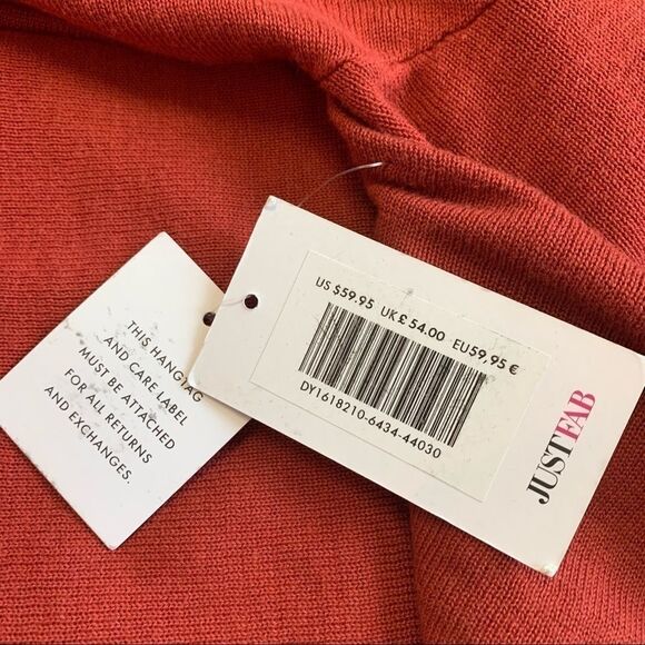 JUSTFAB NWT brick red fit & flare sweater dress sz M - Picture 7 of 11